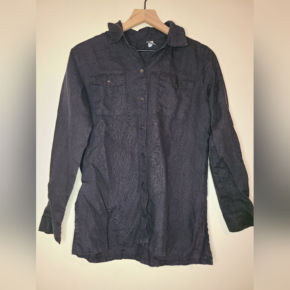 100% Linen black Chico's by Lino button up